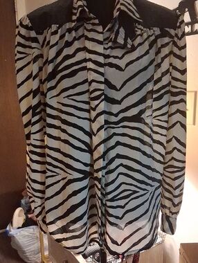 Jordan Black and White Zebra-Print Button Down Shirt